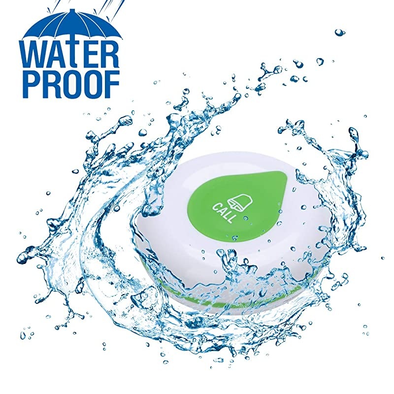 Wireless Caregiver Pager,  Caregiver Alert Button Personal Help Nurse Alert Wrist Pager for Home Nurses Caregivers Patients Elderly 5 Waterproof Call Buttons 1 Watch Pager Receiver