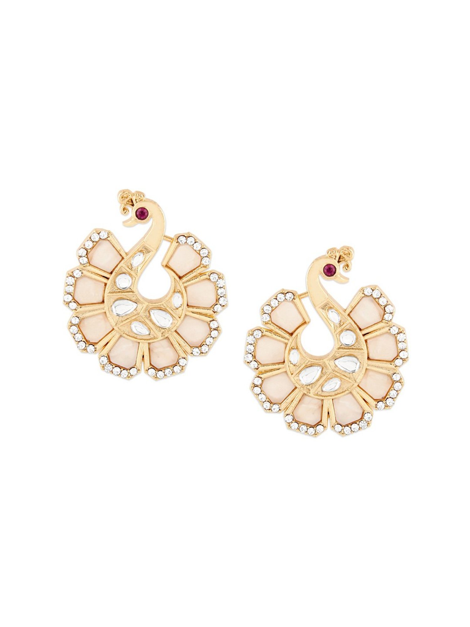 Zaveri Pearls Gold Tone Peacock Inspired Dazzling Austrian Diamond Stud Earrings-ZPFK15888