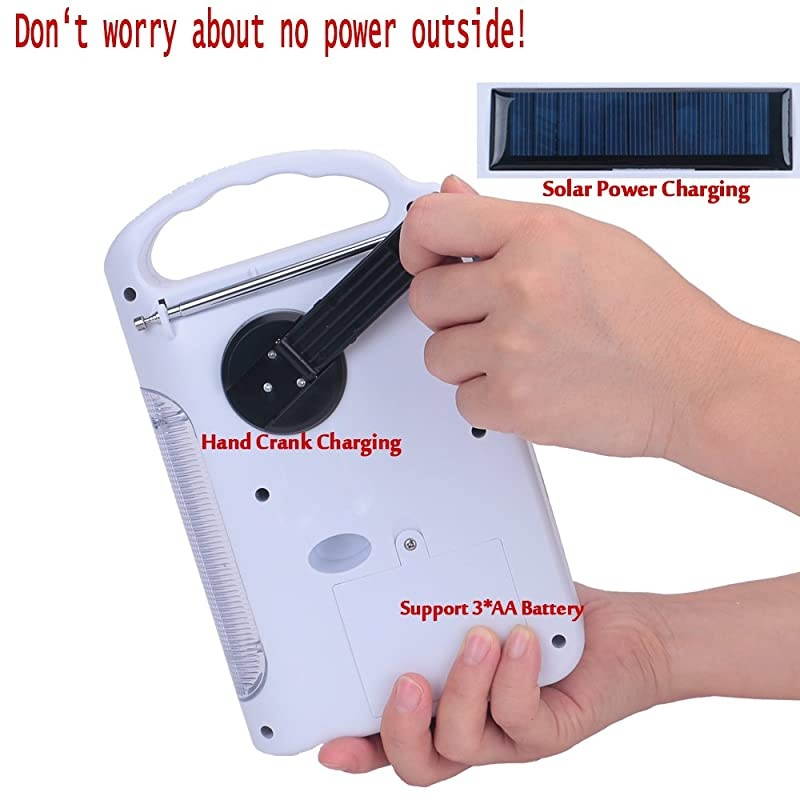 IS399 Real NOAA Alert Weather Radio Lantern Solar Crank Emergency AMFMSWNOAA Radio TF Card Speaker 5 LEDs Flashlight 8 Headlamps 2300mAh Rechargeable Power Bank for Cellphone