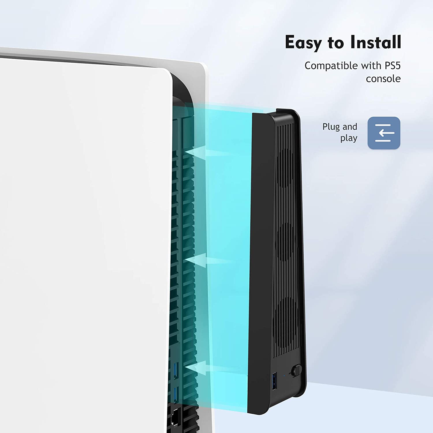 ROME CARE Console Cooling 3 Cooler Fans For Sony Playstation 5, Host Accessories Super Cooling Fan For PS5 Gaming Console USB Ports, Gamer Dust Plug Cover Kit, Ultra HD Game Console Accessories Heat S