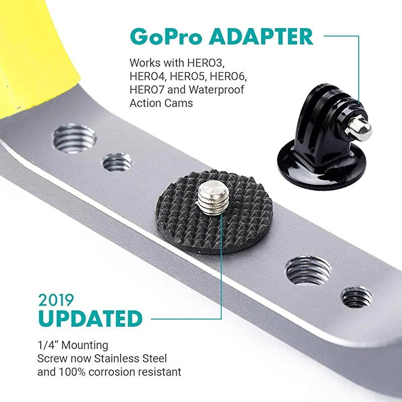 GB-U80 Underwater Diving Rig with Cold Shoe Mounts, Wrist Strap - Compatible with GoPro HERO, HERO3, HERO4, HERO5, HERO6, HERO7, HERO8, HERO9, Osmo Action Cam - Scuba GoPro Accessory (XL Version)