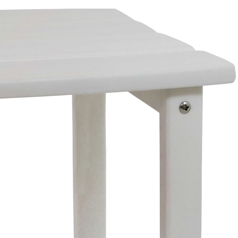 Sunnydaze Faux Wood Design Plastic All-Weather Square Modern Adirondack Side Table, White