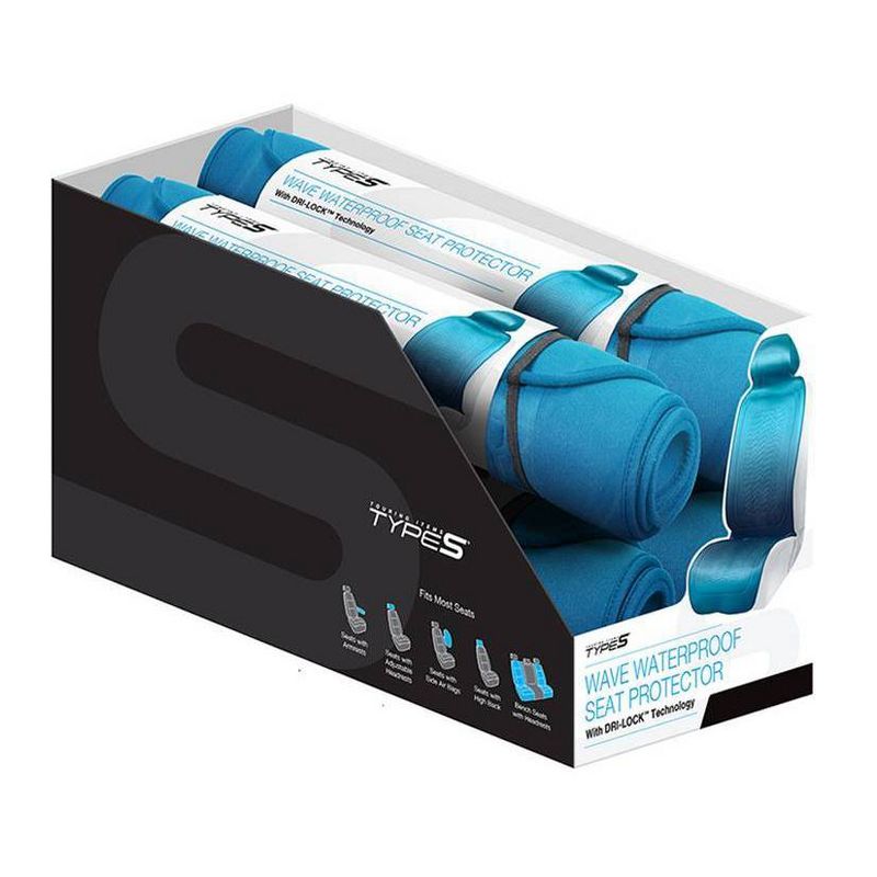 Type S 4"x15"x4" Wave Slip-on Waterproof Seat Protector Blue