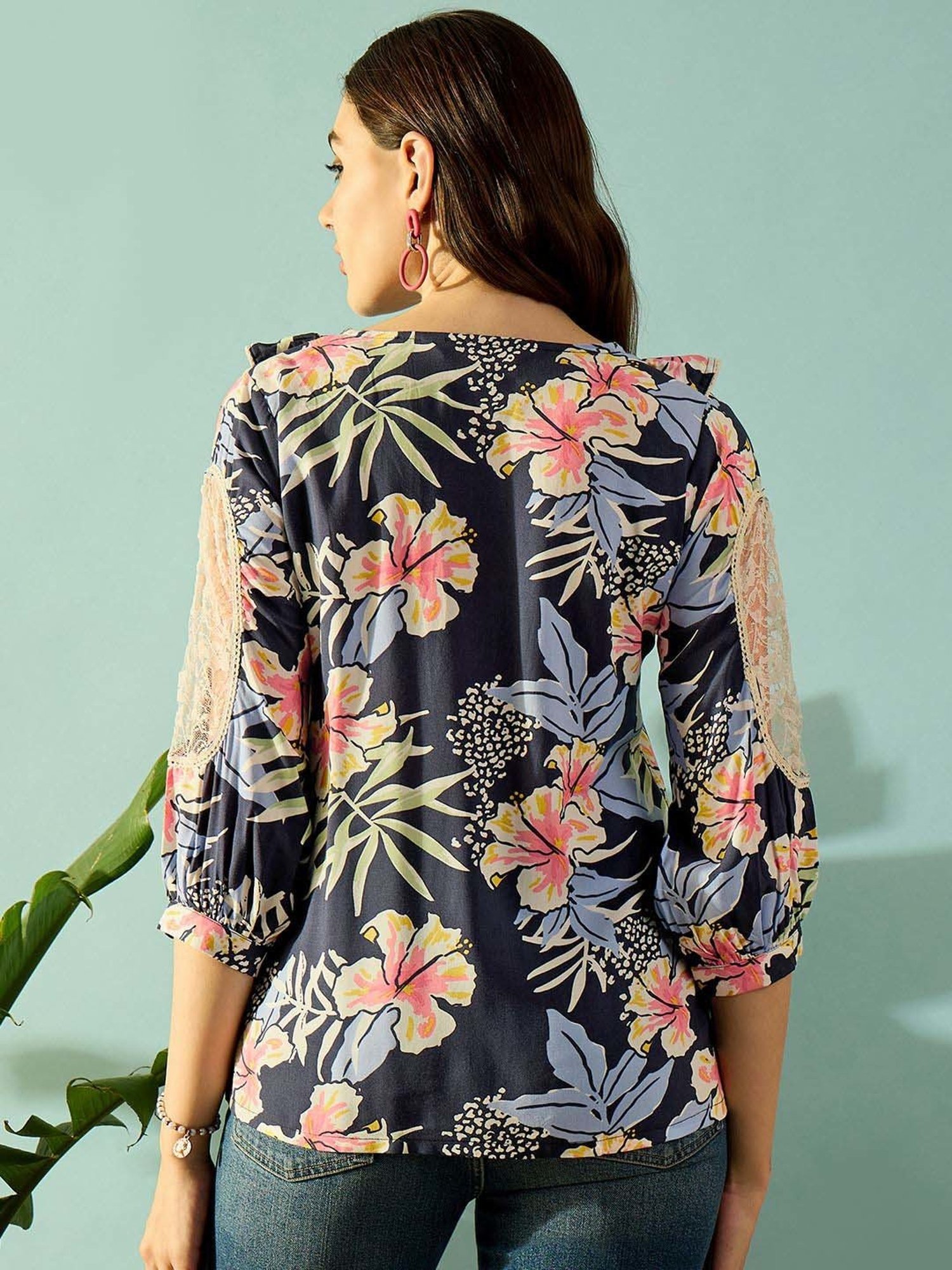 The Kaftan Company Navy Printed Top