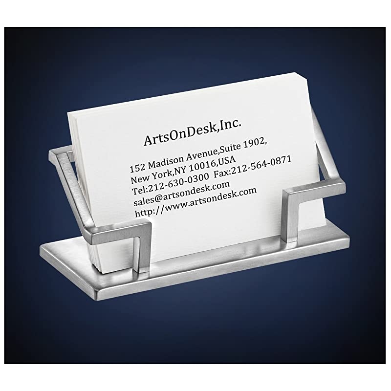 Modern Art Business Card Holder St201 Stainless Steel Satin Finish Patented Luxury Desk Accessory Business Name Card Stand Case Office Organizer Christmas Valentines Day Graduation Gift