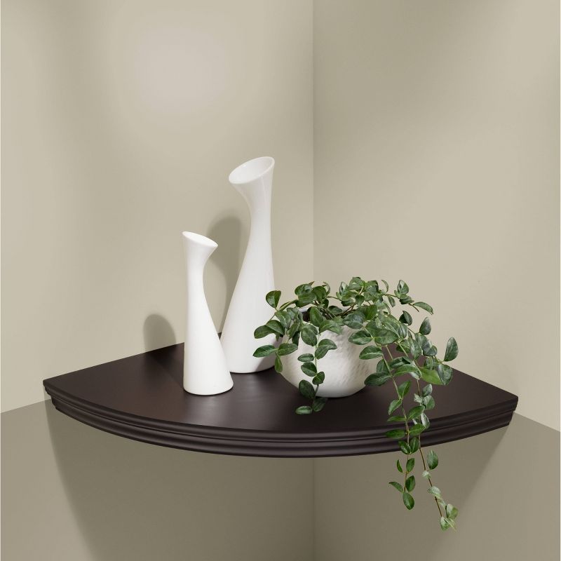 Corner Wall Shelf - Dark Brown