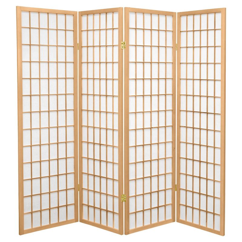 5 ft. Tall Window Pane Shoji Screen - Natural (4 Panels)