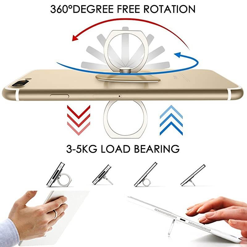 Degree Finger Stand Cell Phone Ring Holder Car Mount with Hook for SmartphonePurple Lotus Flower