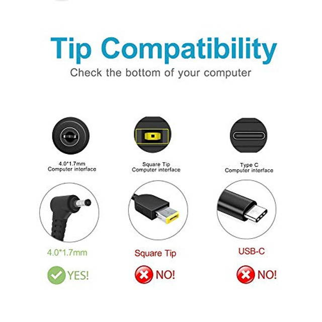 45W UL Listed AC Charger Fit for Lenovo Winbook 100e 300e 500e N24 81AF 81CY 81FY Model Laptop Power Supply Adapter Cord