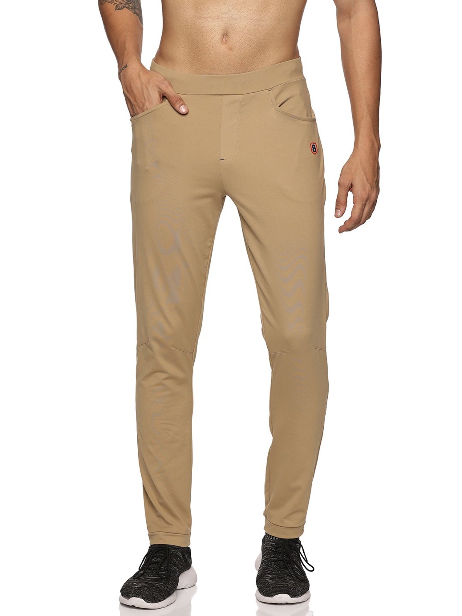 DOMIN8 Men Slim Fit With Zipper Closure Pocket Workleisure Pants(Beige)