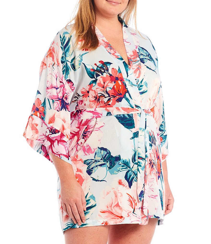 VAN WINKLE CO. Plus Solid Satin Maxi Chemise