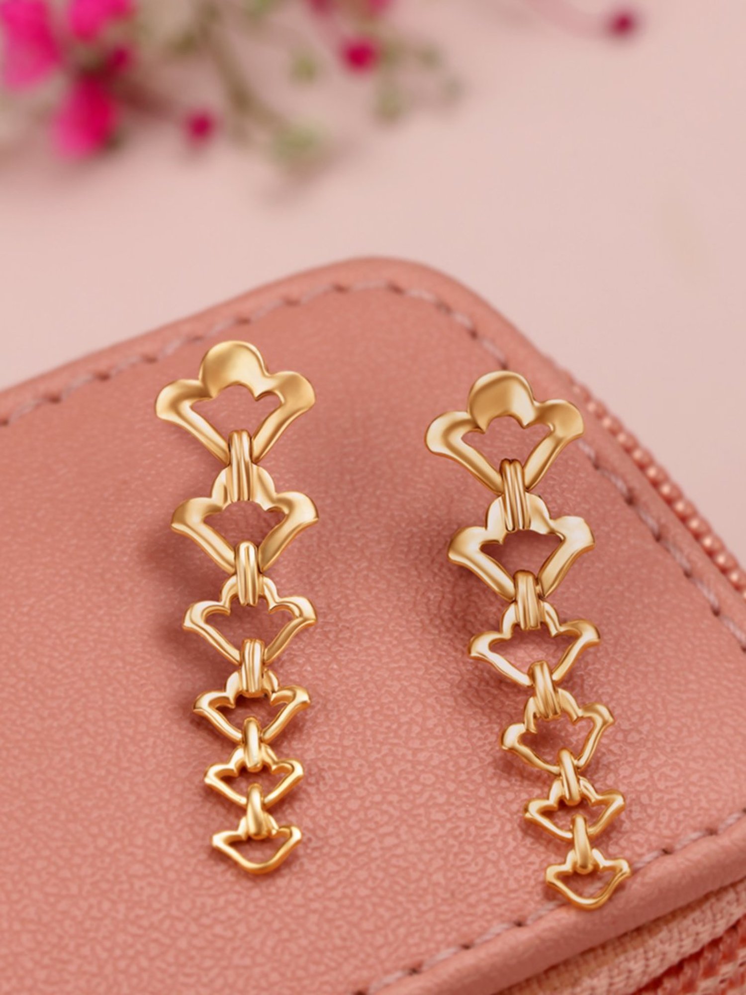 Mia by Tanishq Enchanted Vines 14k Yellow Gold Drop Earrings for Women