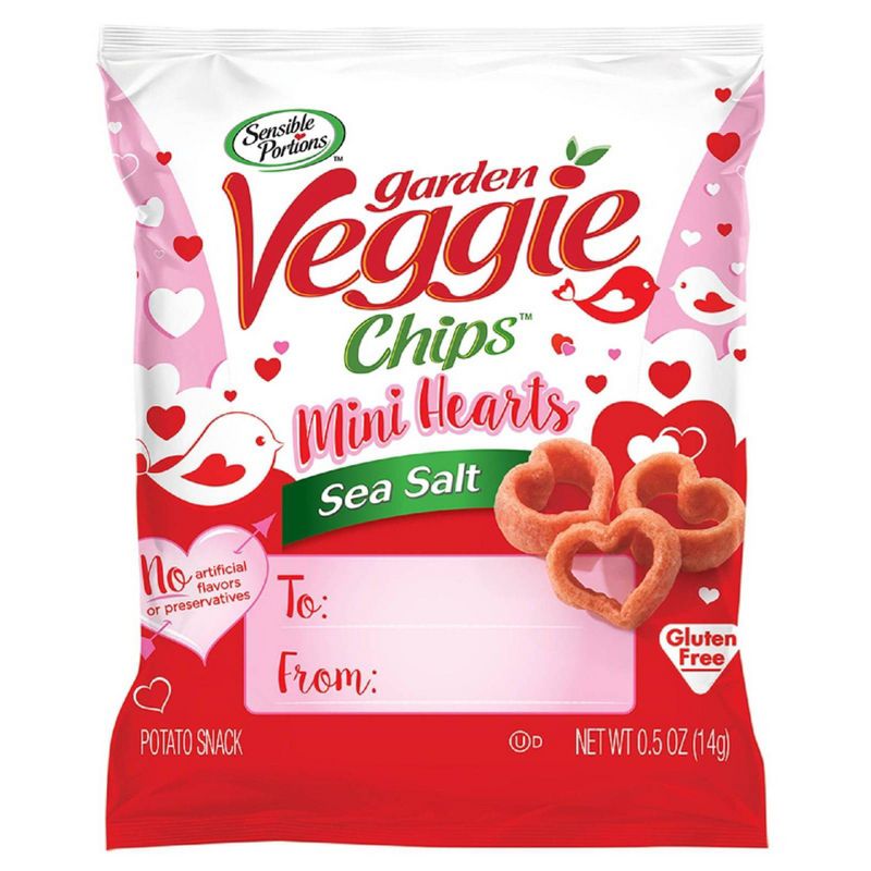 Sensible Portions Sea Salt Valentine Exchange Mini Hearts Garden Veggie Potato Snack - 12ct