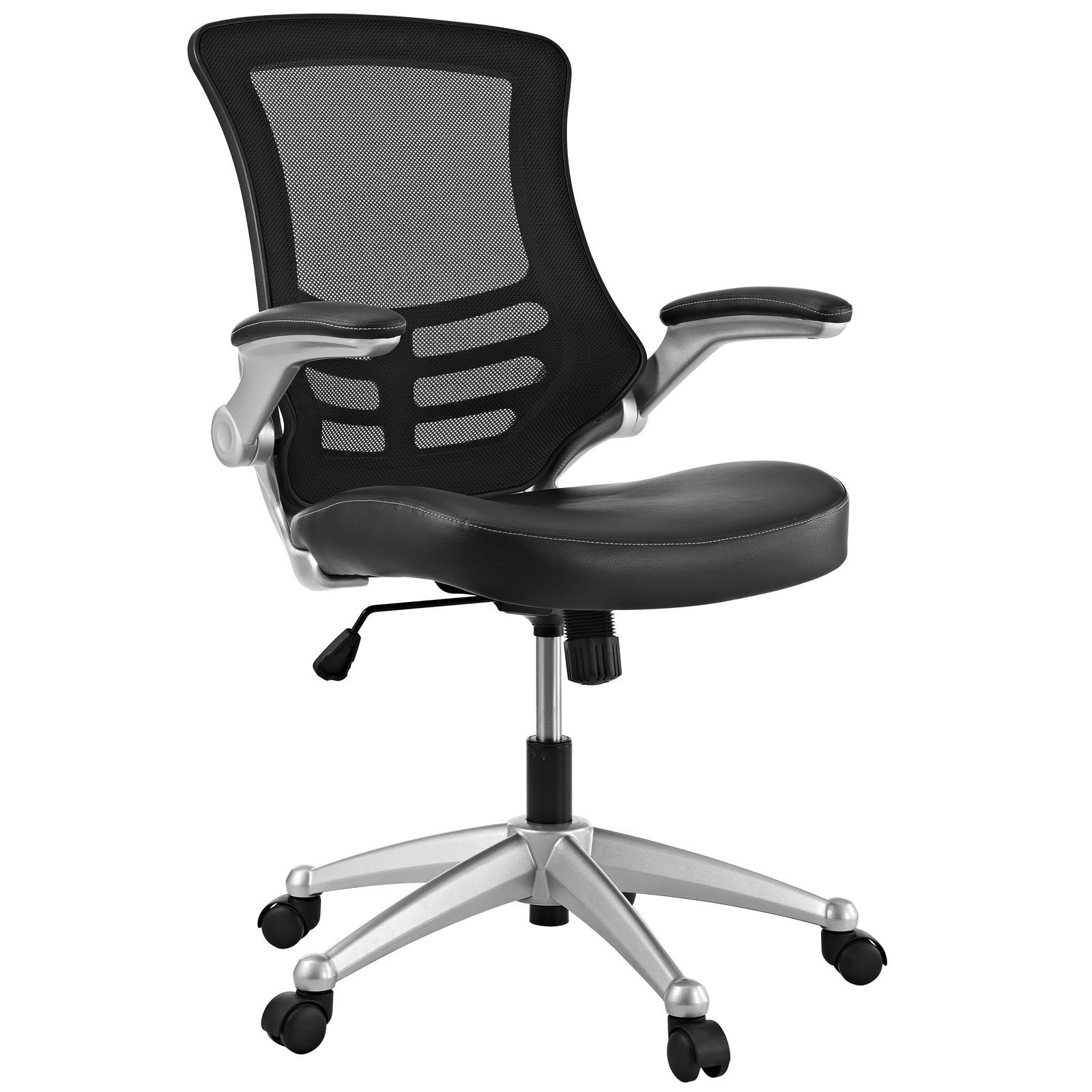 Modway EEI-210-BLK 40.5 - 43.5 H x 26.5 W x 25 L in. Attainment Office Chair in Black Mesh & Leatherette, Black