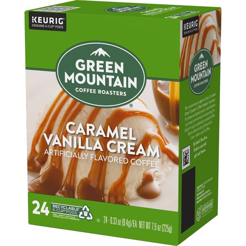 24ct Green Mountain Coffee Caramel Vanilla Cream Keurig K-Cup Coffee Pods Flavored Coffee Light Roast