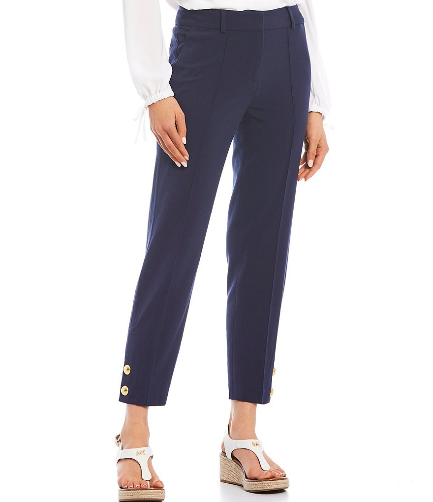 MICHAEL Michael Kors Stretch Woven Snap Hem Detail Crop Pants