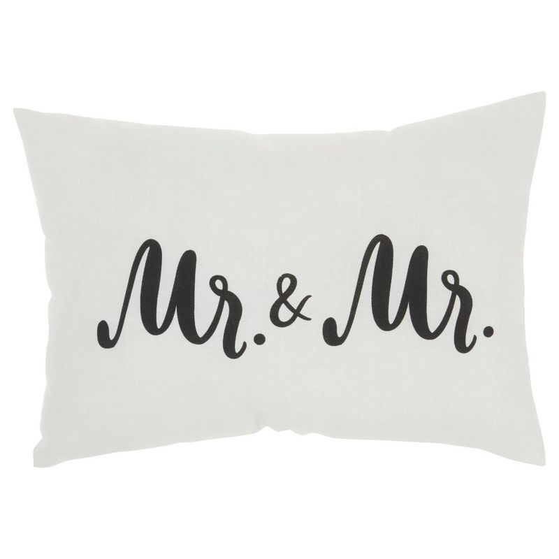 14"x20" Mr. & Mr. Throw Pillow White - Kathy Ireland Home
