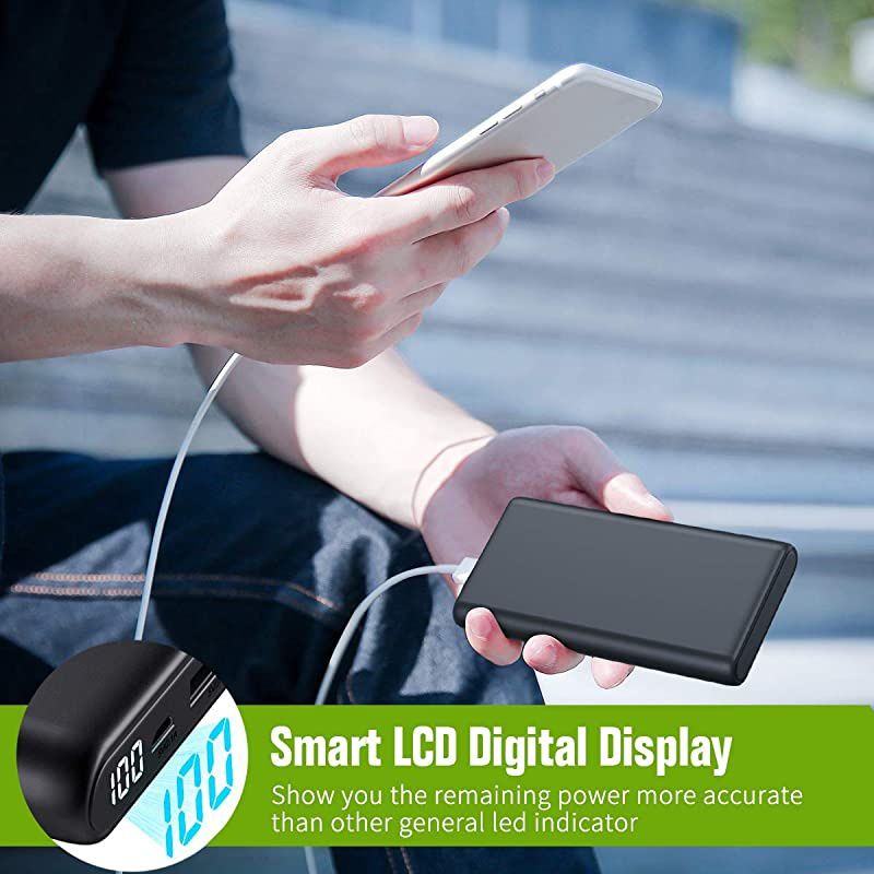 Charger 26800mAh LCD Digital Display Power Bank Huge Capacity External Battery Pack 2 Output Port Cell Phone Charger for iPhone Samsung Galaxy Android PhoneTablet etc