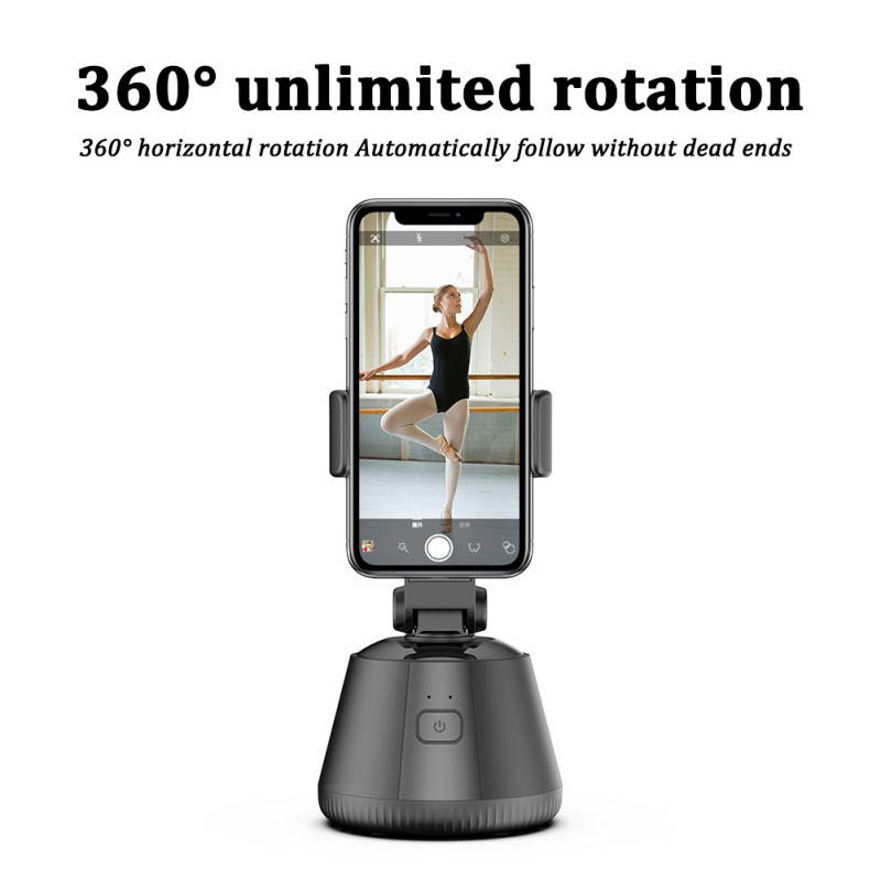 360&deg; Rotation Auto Face&Object Tracking Live Broadcast Streaming Smart Shooting Camera Phone Mount,Cature 360&deg;Camera  Selfie Mount Auto Countdown For All Cellphone(Black)