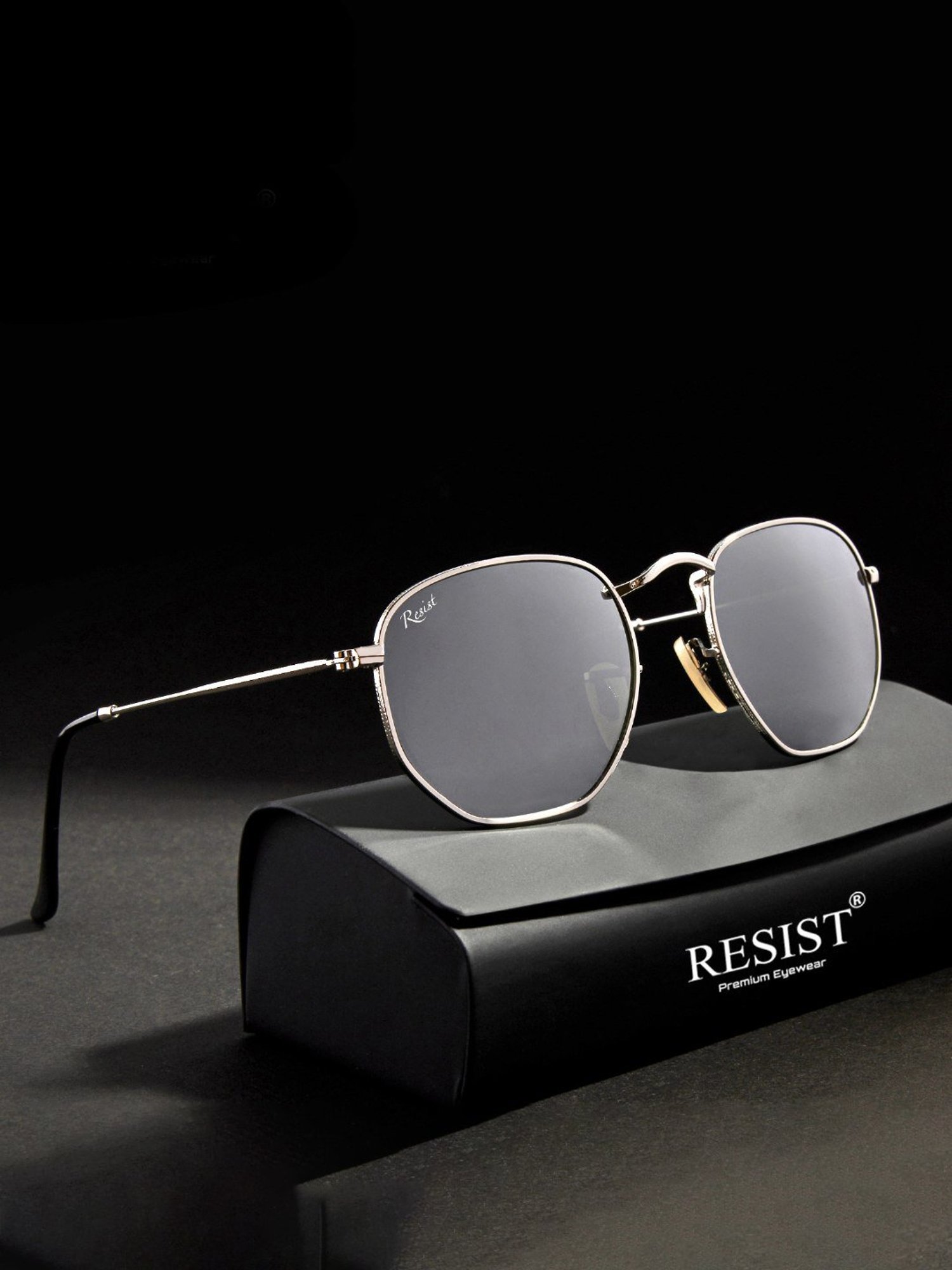 Resist Eyewear Silver Hexagon Unisex Sunglasses