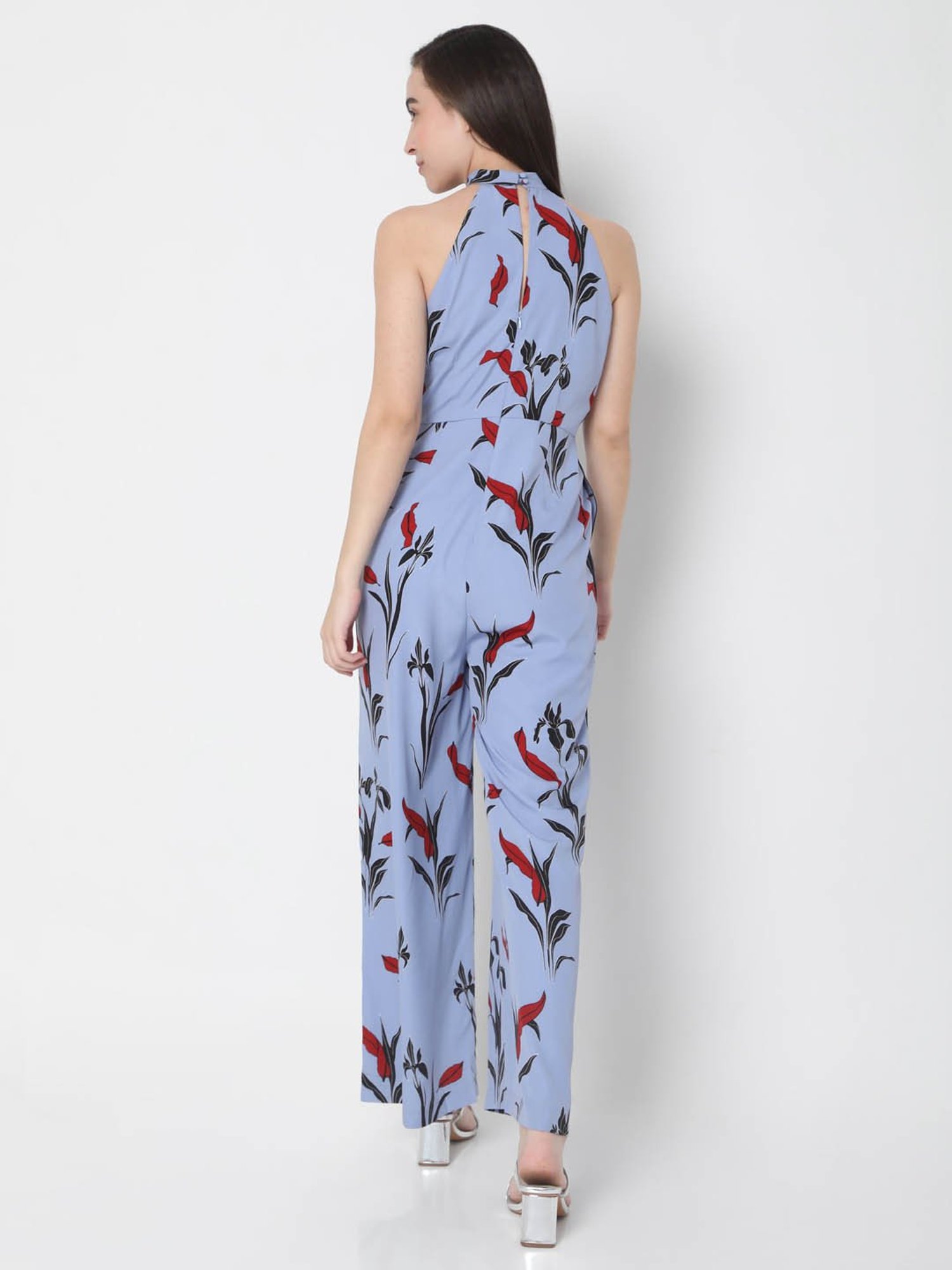 Vero Moda Powder Blue Floral Print Jumpsuit