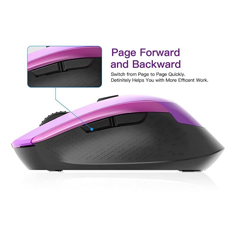 Wireless Computer Mouse Multifunctional Wireless Mouse  24G Slim Cordless Mouse Less Noise for Laptop Ergonomic Optical with USB Mouse for Laptop Deskbtop MacBook Purple