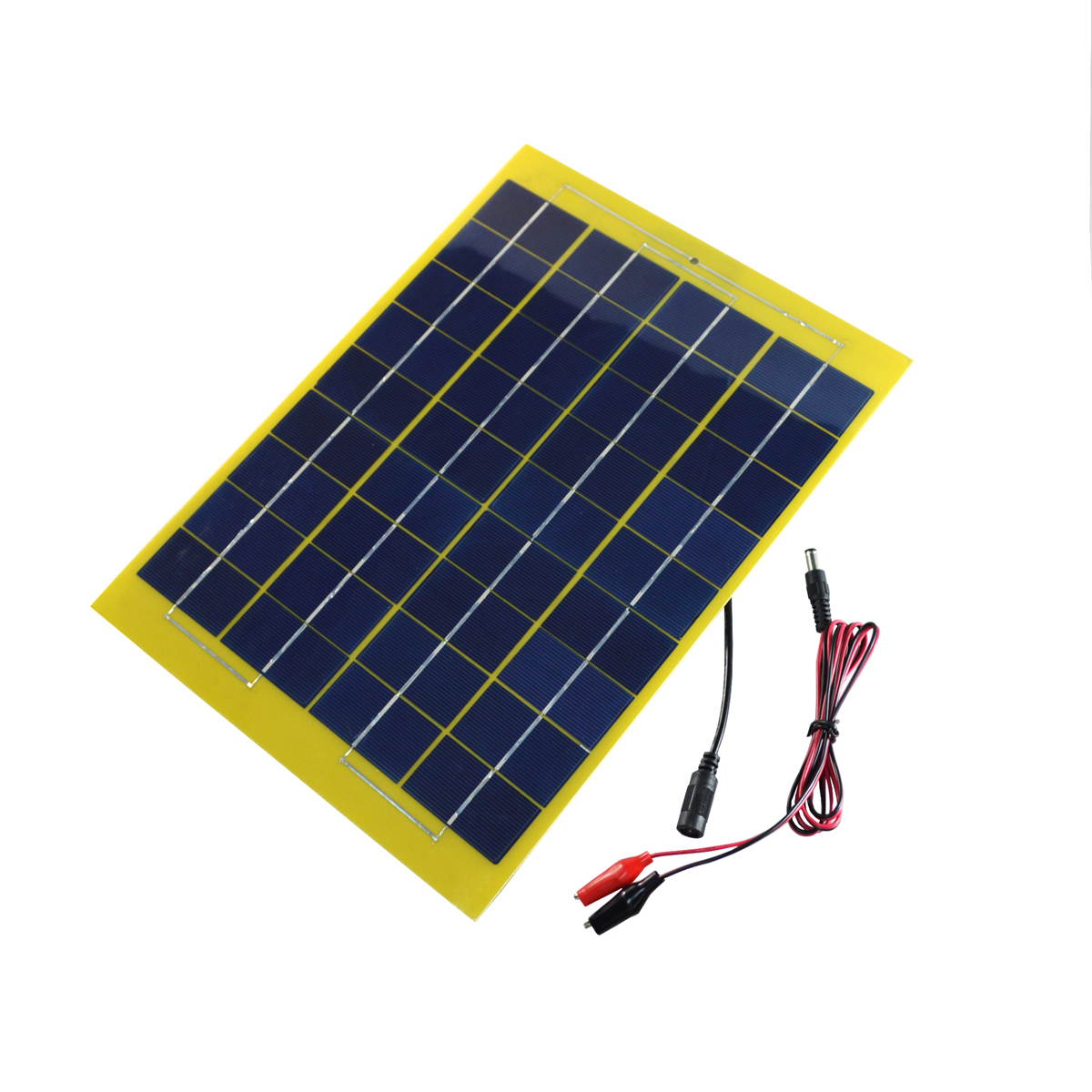 10W 18V 550mAh Solar Panel Charger For 12V Battery with DC Output Crocodile Clip