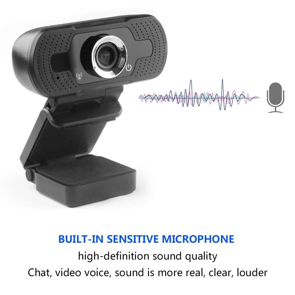 1080P Webcam with Microphone, HD Webcam Computer Web Camera with USB Plug for Video Calling Conferencing Online Teaching Live Streaming