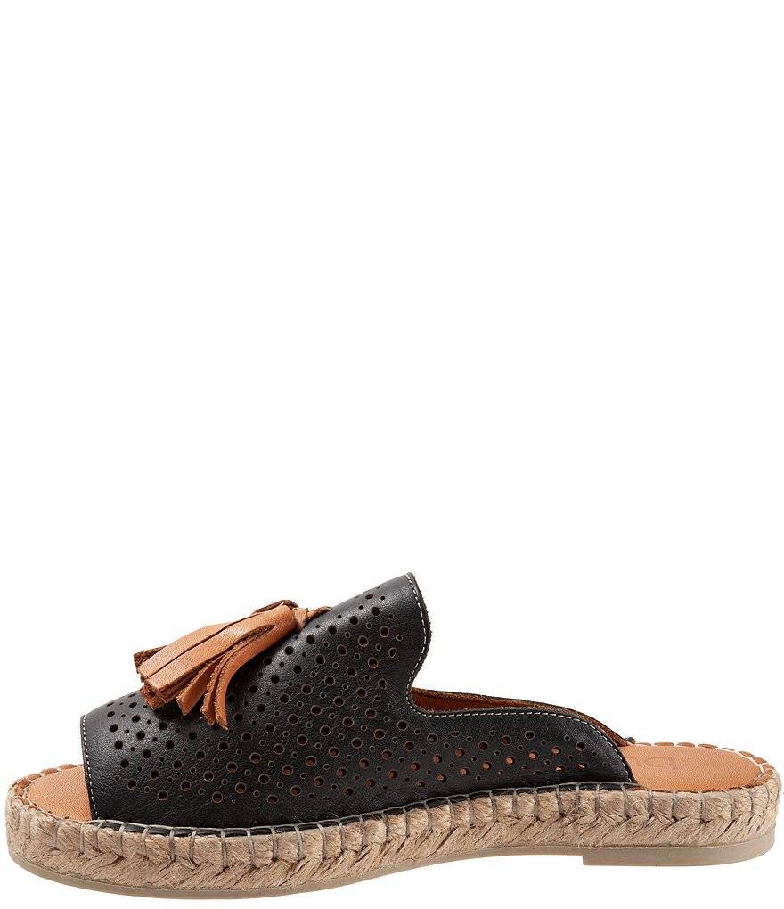 Bueno Navar Perforated Leather Tasseled Espadrille Slides