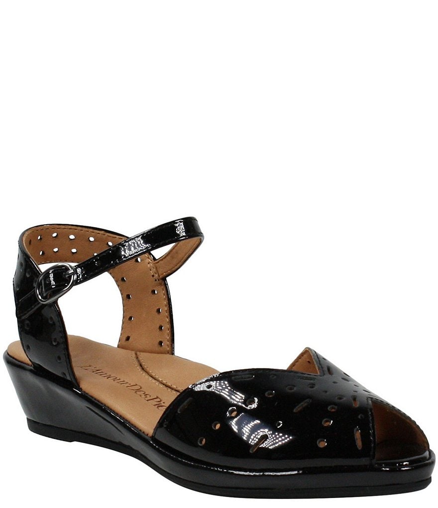 L'Amour Des Pieds Brenn Perforated Patent Leather Sandals