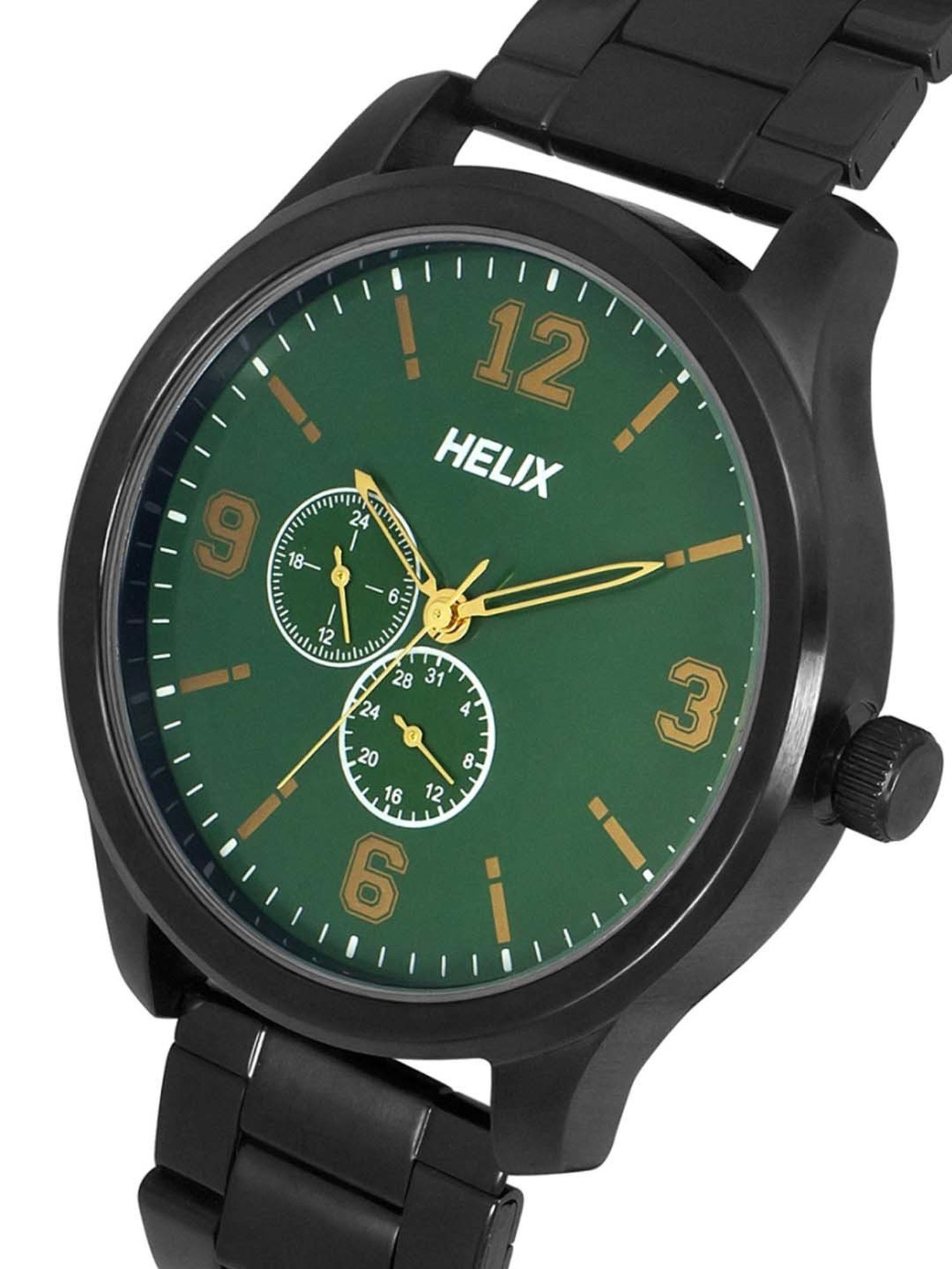 Helix By Timex Green Round Dial Analog Stainless Steel Men Watch - TW043HG19
