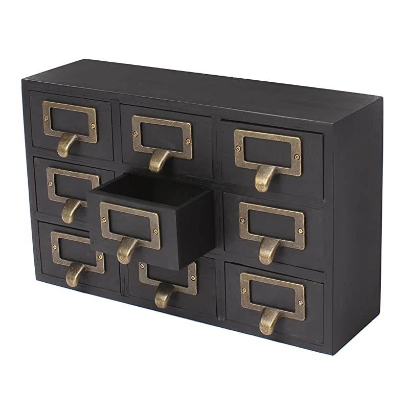 Apothecary Wood Desk Drawer Set 9 Drawers Rustic Black
