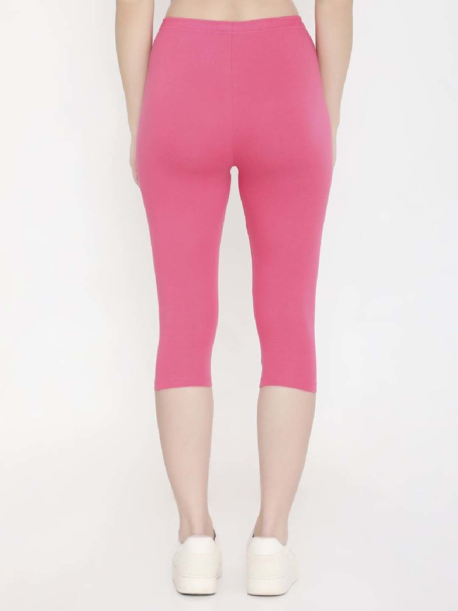 FEELINGS Pink Cotton Plain Capris