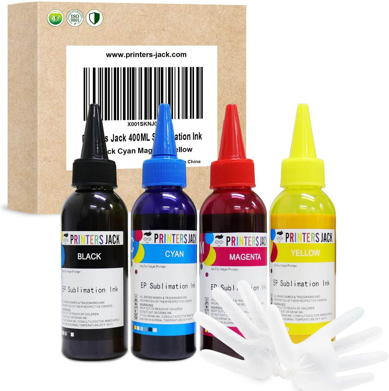 Printers Jack 400ML Sublimation Ink Refill for Epson C88 C88+ WF7710 ET2720 ET15000 WF3640 WF7110 WF7210 WF3610 Inkjet Printers Heat Press Transfer on Mugs, Plates, Polyester Shirts, Phone Cases etc