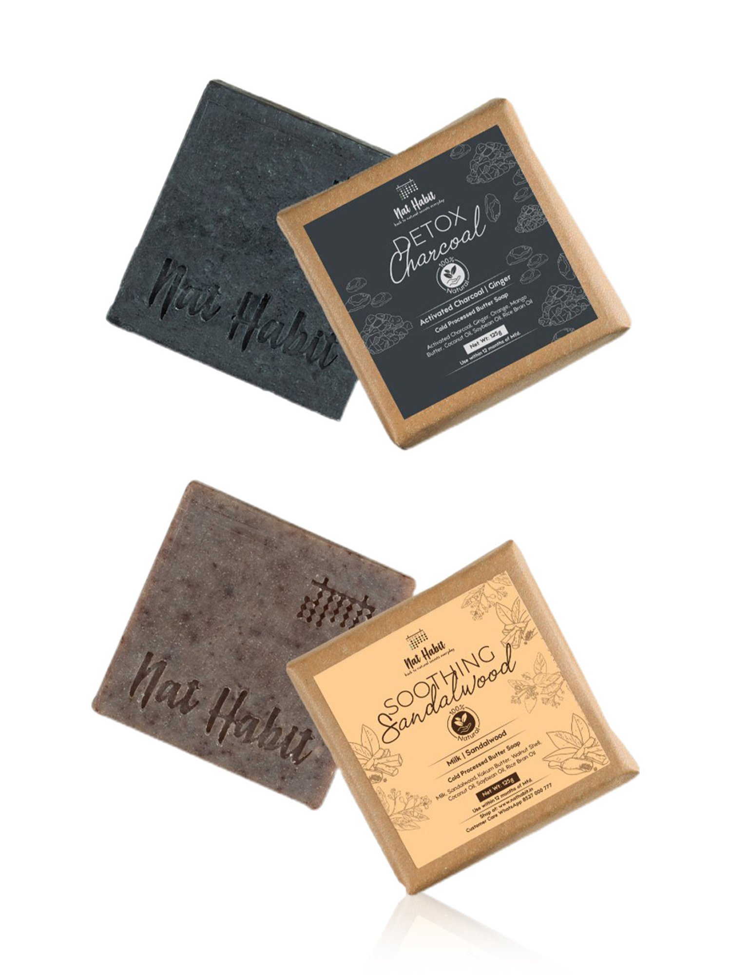 Nat Habit Detox Charcoal & Soothing Sandalwood Cold Processed Soap Combo