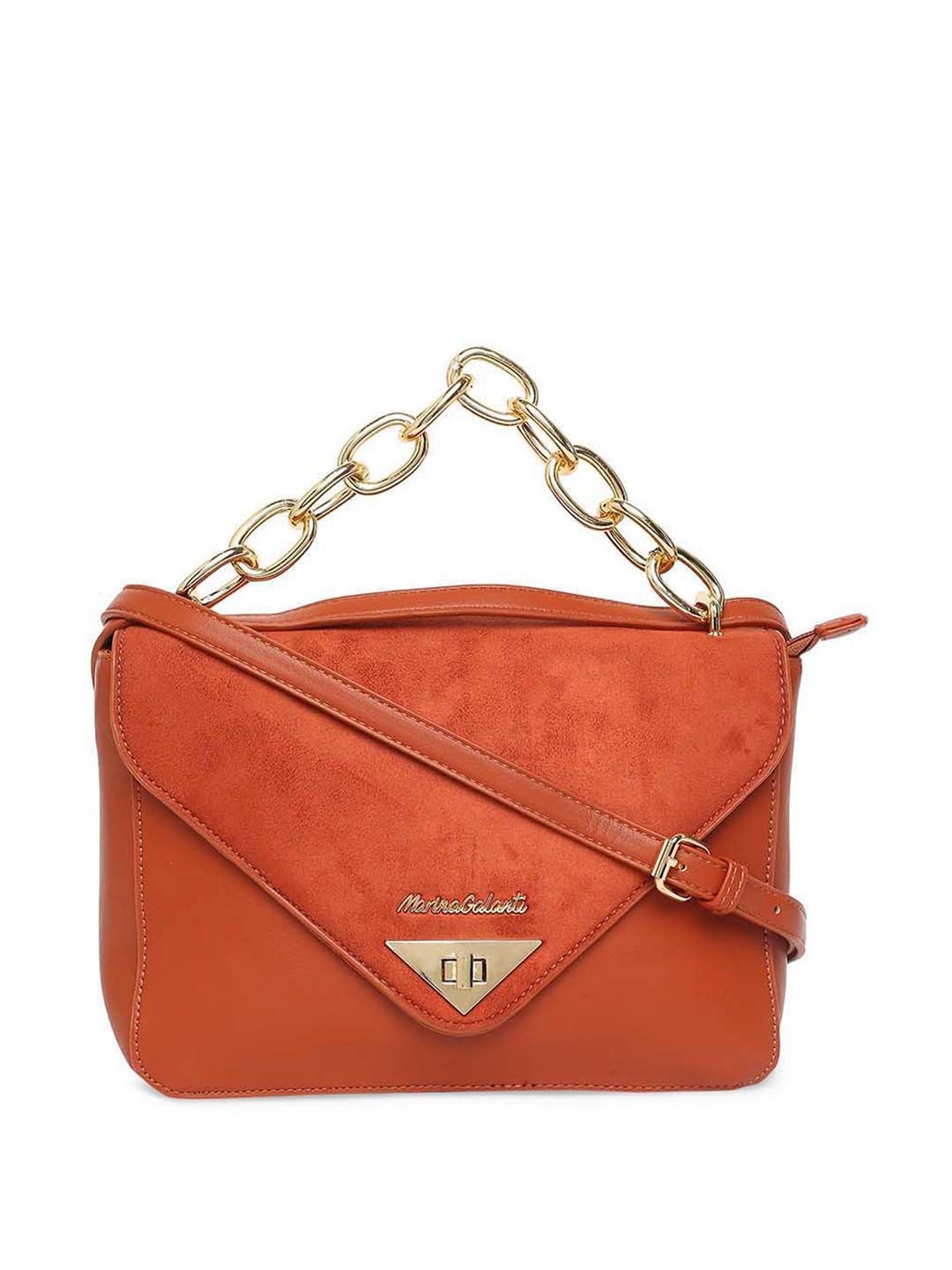 Marina Galanti Orange Solid Medium Satchel Handbag
