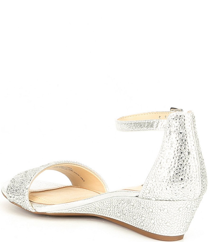 Alex Marie Mairithree Rhinestone Embellished Ankle Strap Wedge Sandals