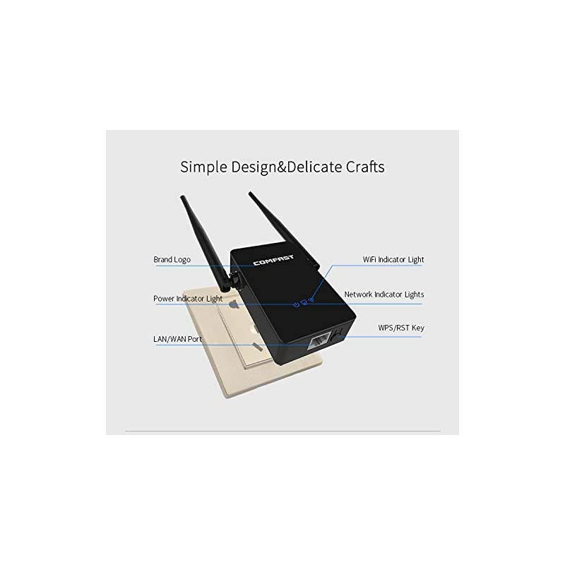 WiFi Extender 24GHz WiFi Repeater Speed up to 300Mbs Internet Signal Booster Amplifier 360 Degree Full Coverage by  Black