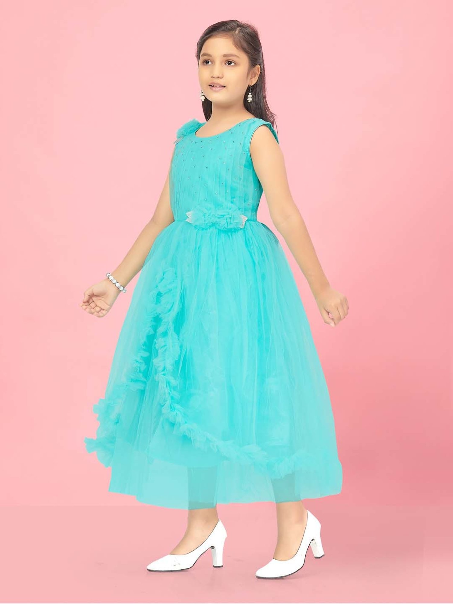 Aarika Kids Blue Applique Gown