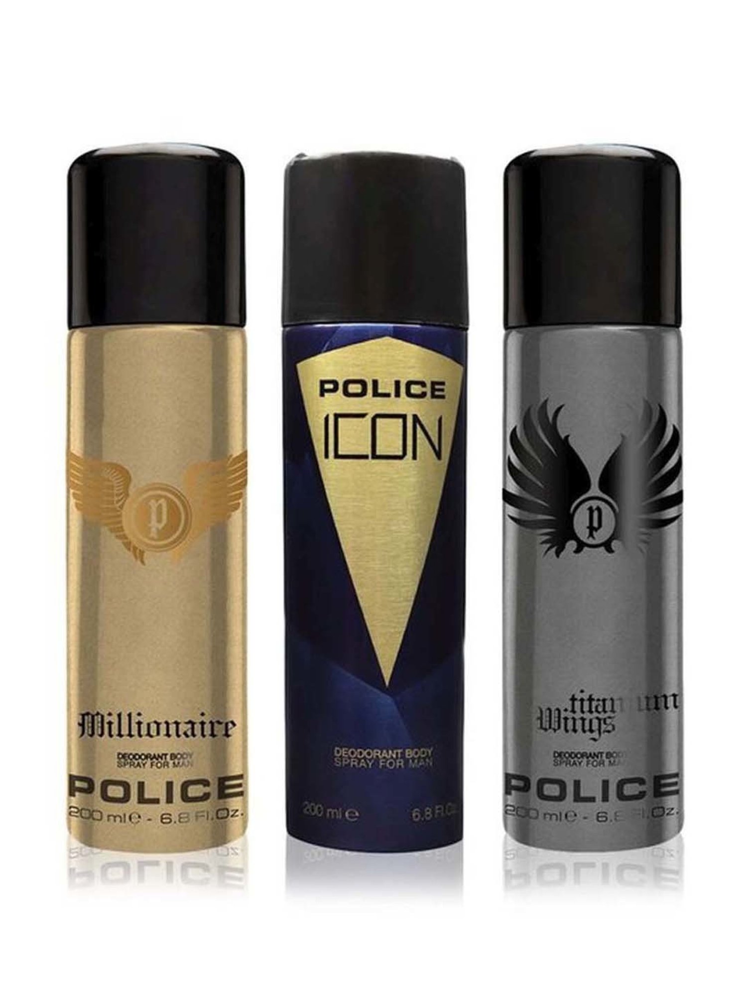Police Millionaire + Icon + Titanium Wings Deodorant Spray For Men