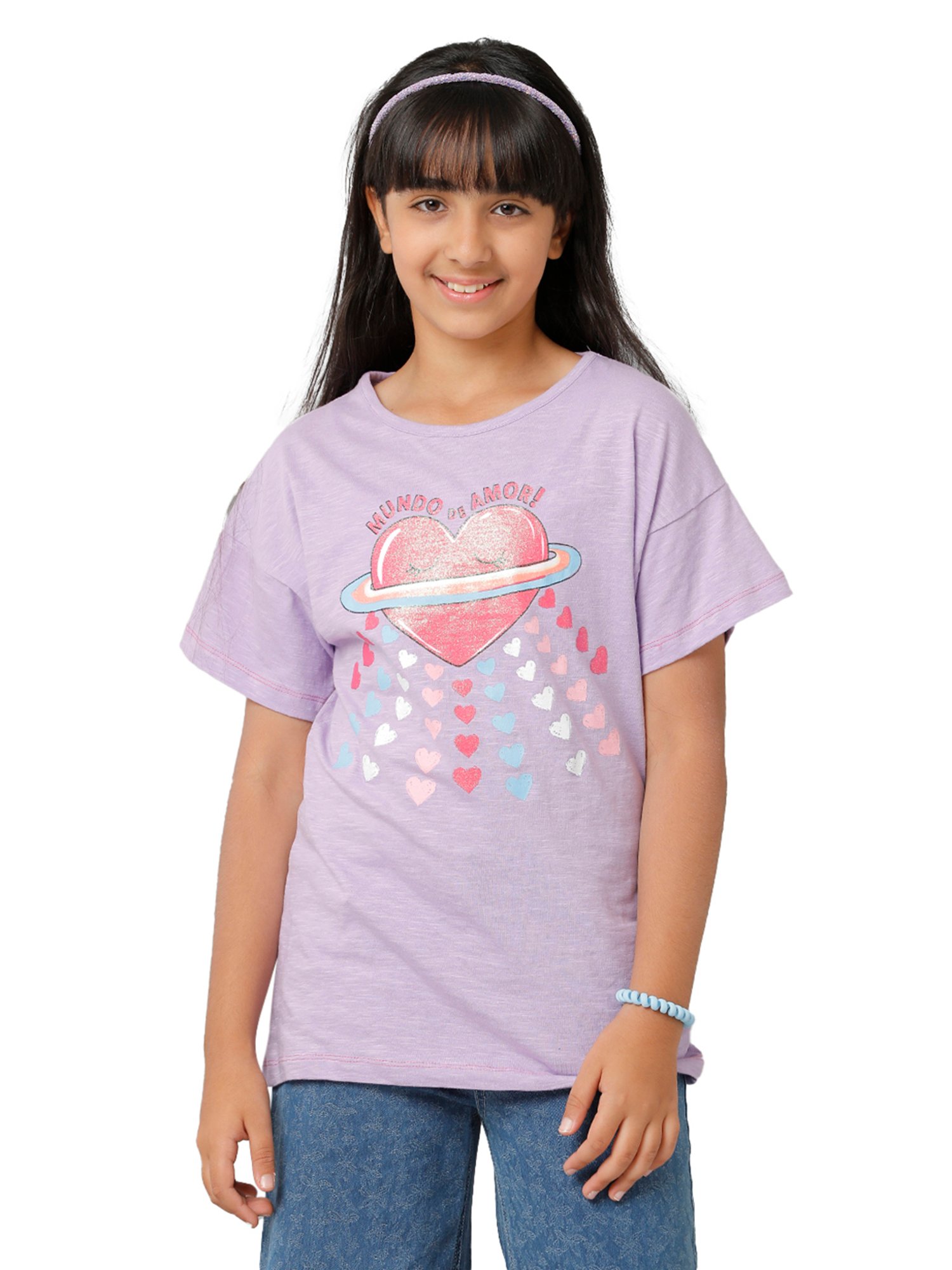 Under Fourteen Only Kids Purple Printed Top