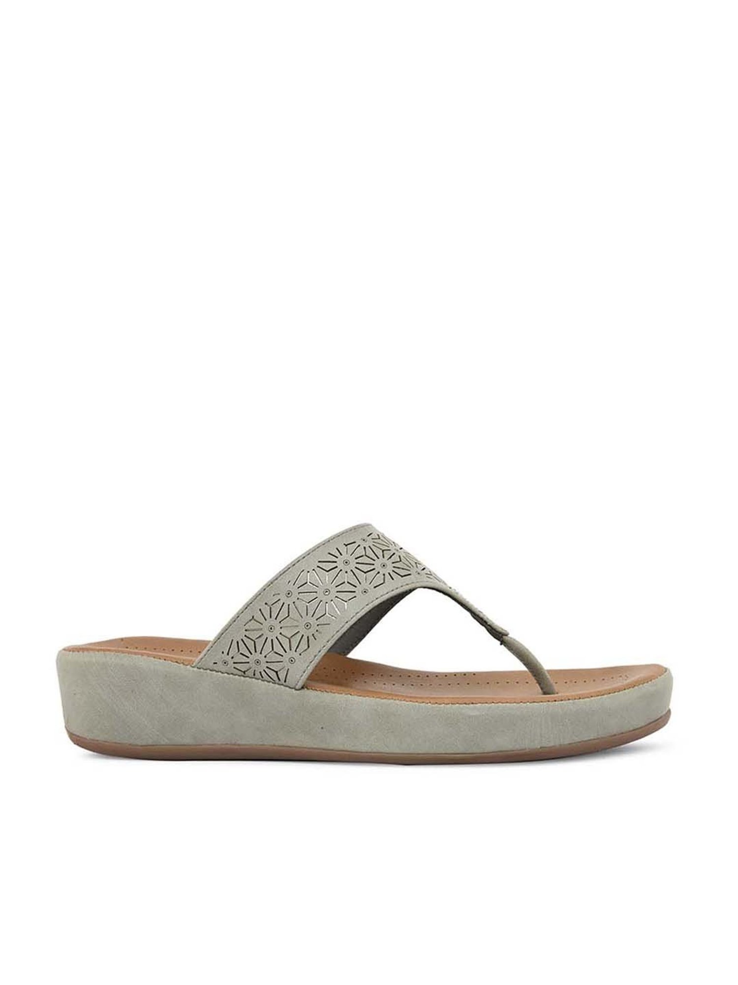 Pelle Albero Women's Grey Thong Wedges