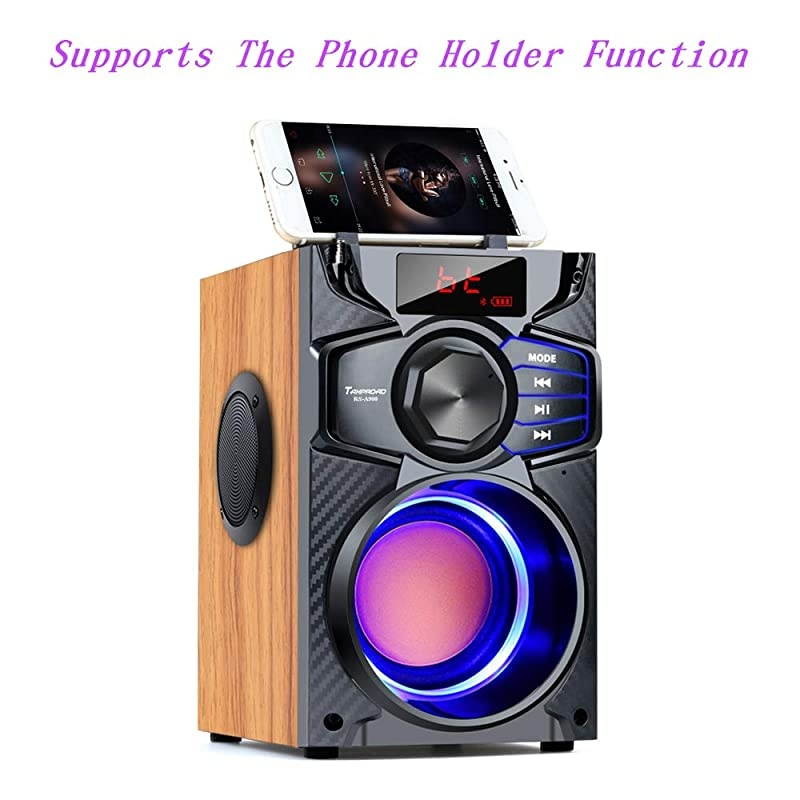 Bluetooth Speaker Subwoofer Heavy Bass Wireless Outdoor Party Speaker MP3 Player Line in Speakers Support Remote Control FM Radio TF Card LCD Display for Home Party Phone Computer PC