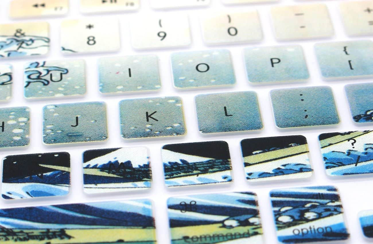 HRH Silicone Keyboard Cover Skin for MacBook Air 13,MacBook Pro 13/15/17 (with or w/Out Retina Display, 2015 or Older Version)&Older iMac USA Layout,Sea Waves