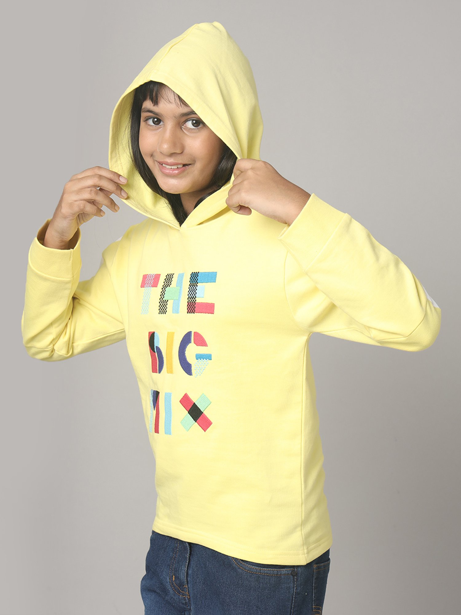 KIDS ONLY Blue Cotton Embroidered Full Sleeves Sweatshirt