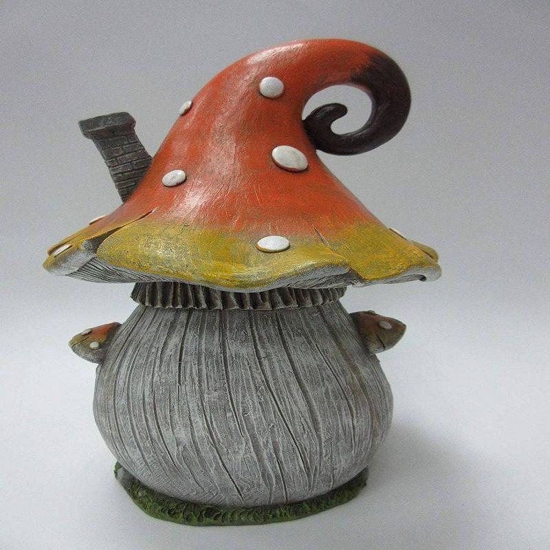 9" Polyresin Fairy Garden Mushroom House with Welcome Sign and Lights Brown - Hi-Line Gift