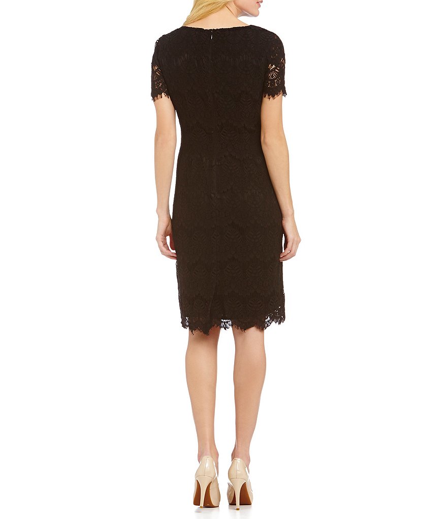 Preston & York Felicia Short Sleeve Round Neck Lace Sheath Dress