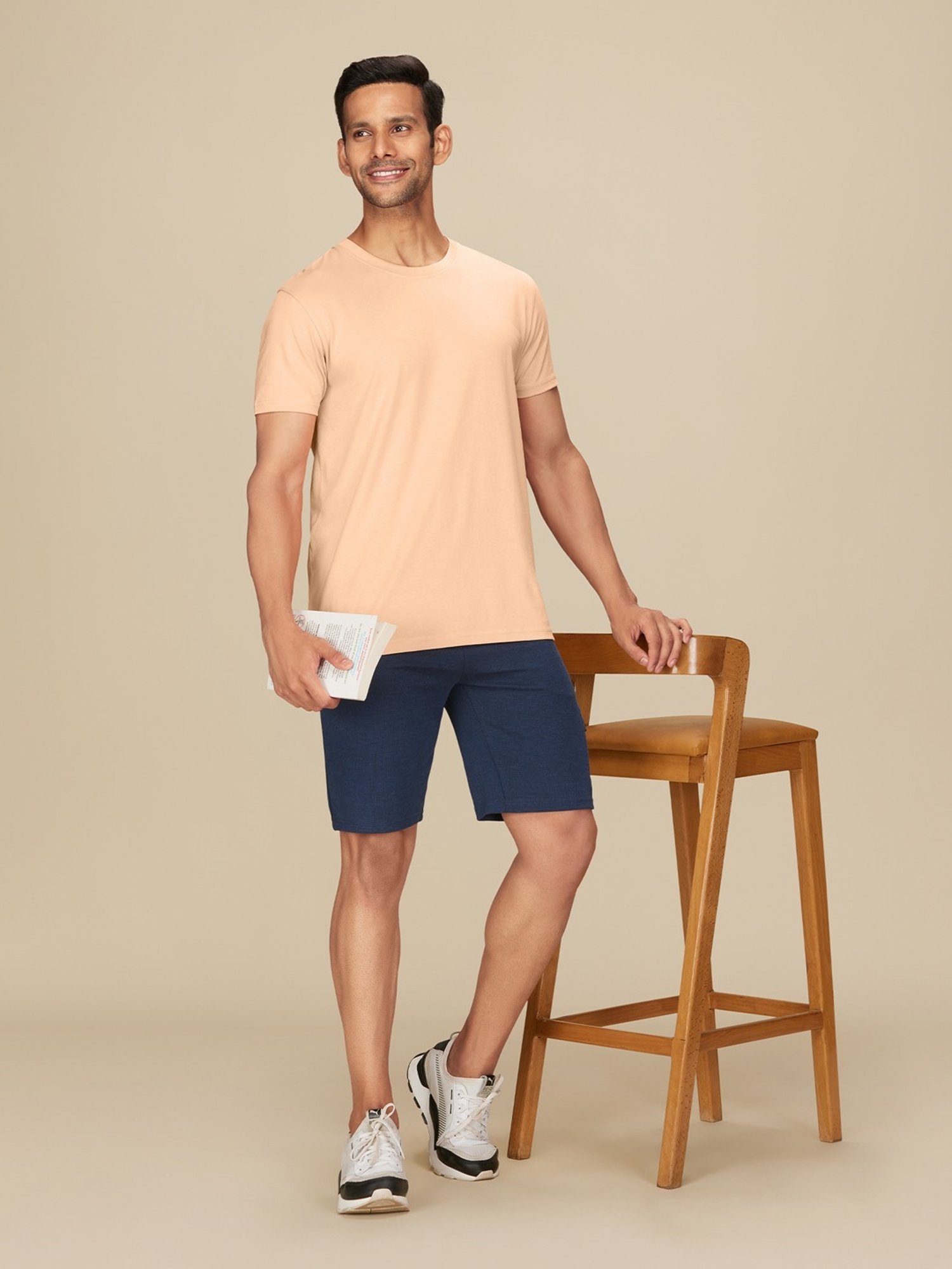 XYXX Peach Blush Cotton Regular Fit T-Shirts