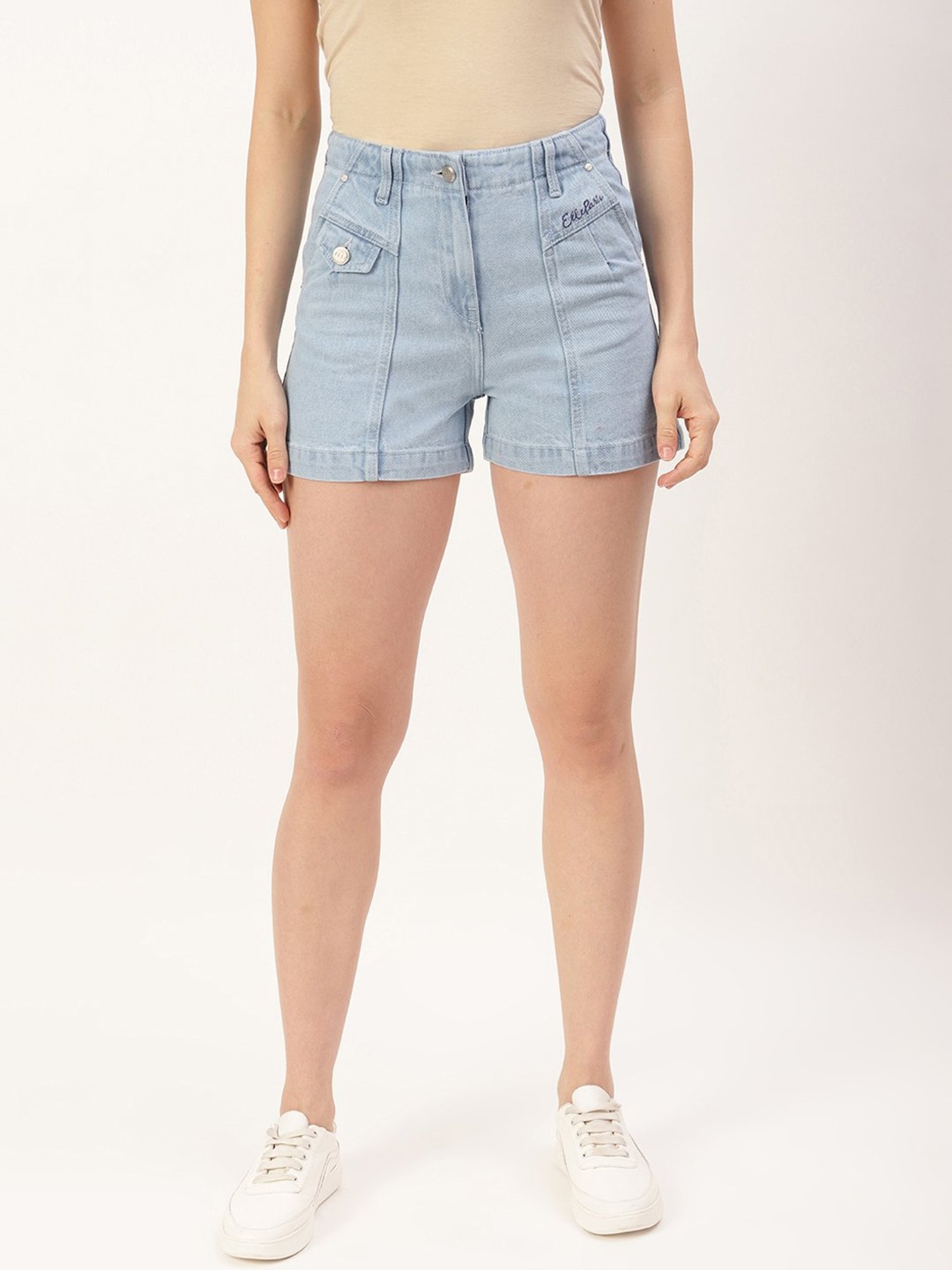 Elle Blue Relaxed Fit Denim Shorts