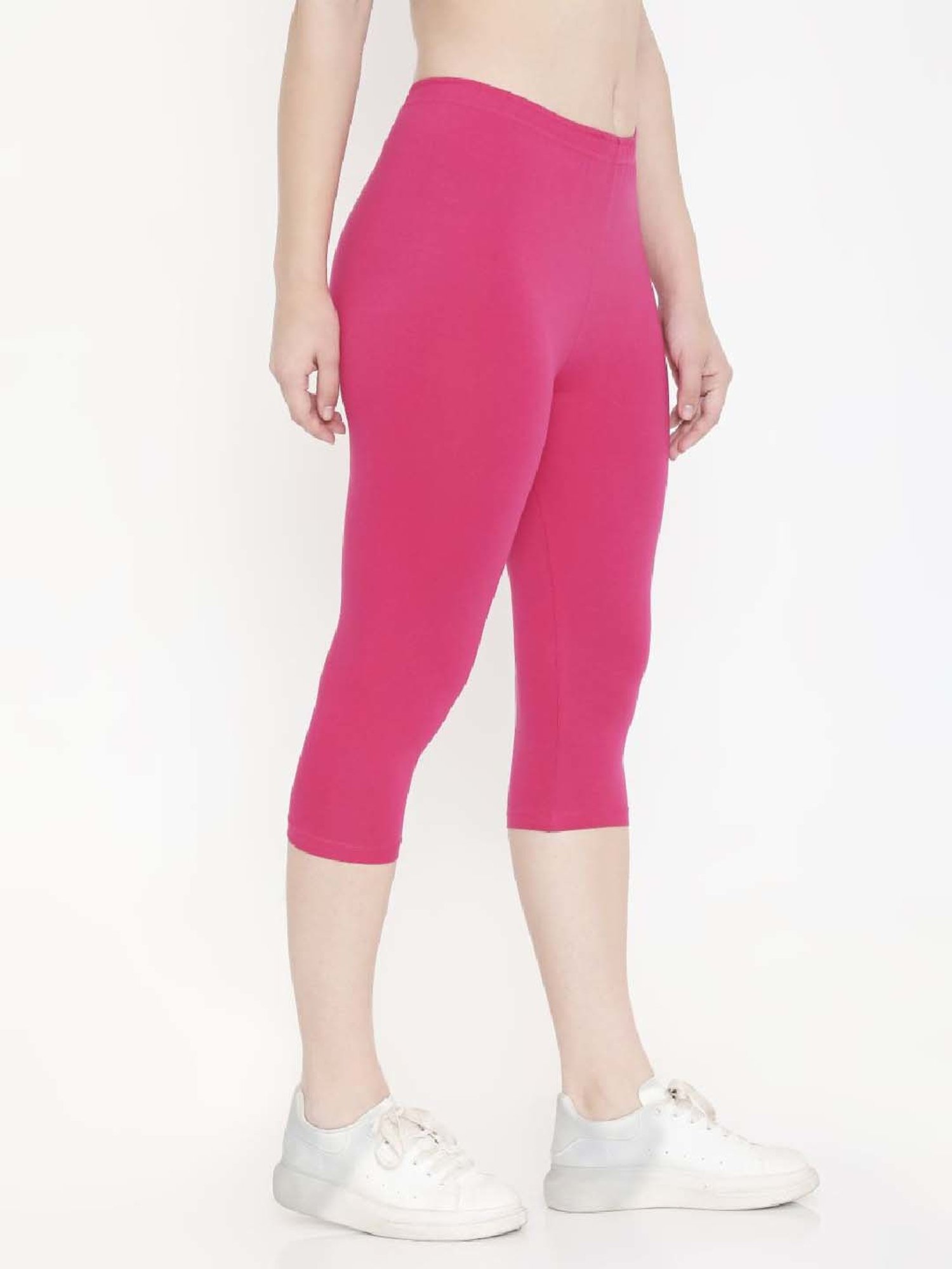 FEELINGS Pink Cotton Plain Capris